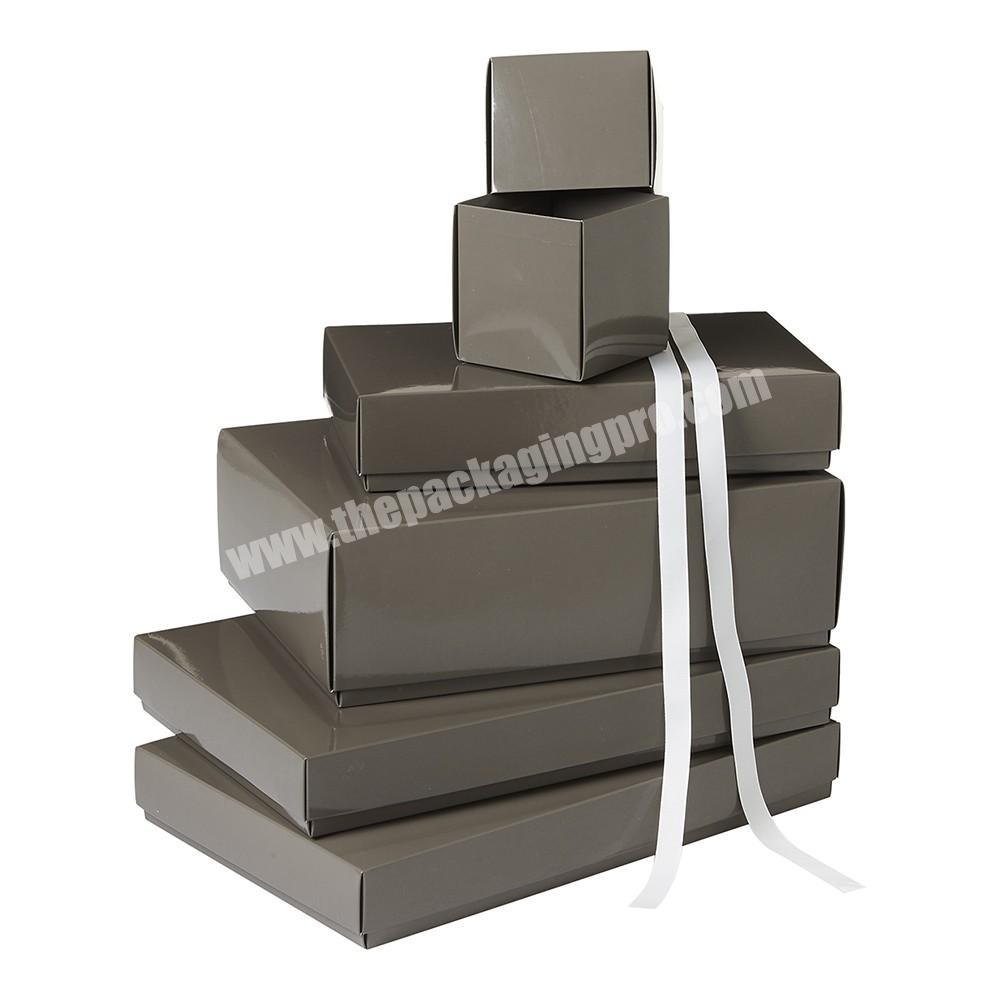 Classic plain luxury small rigid cardboard lid and base boxes paper custom gift box packaging