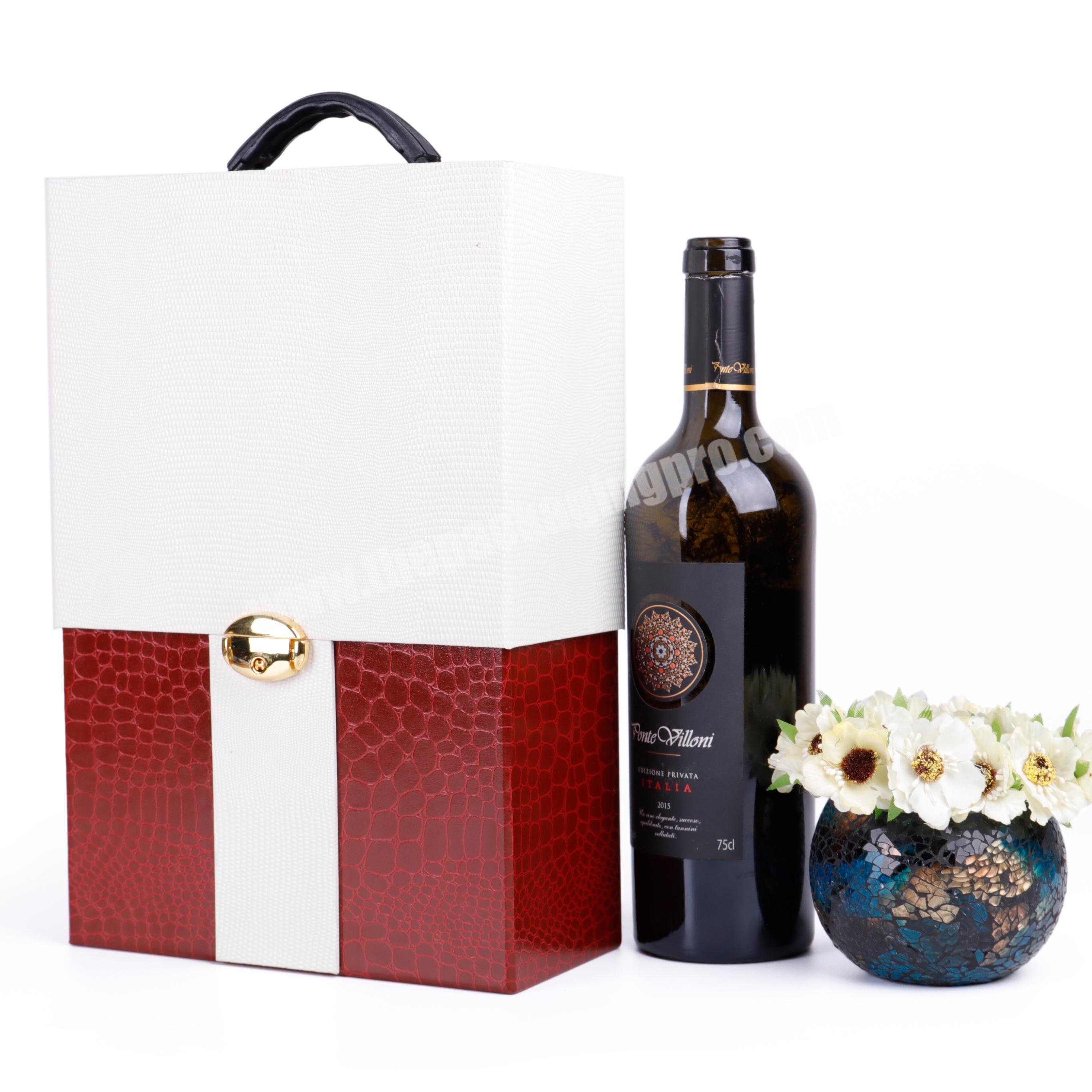 Classical Handmade Custom Logo Luxury Painted Red Wooden Wine Packing Box