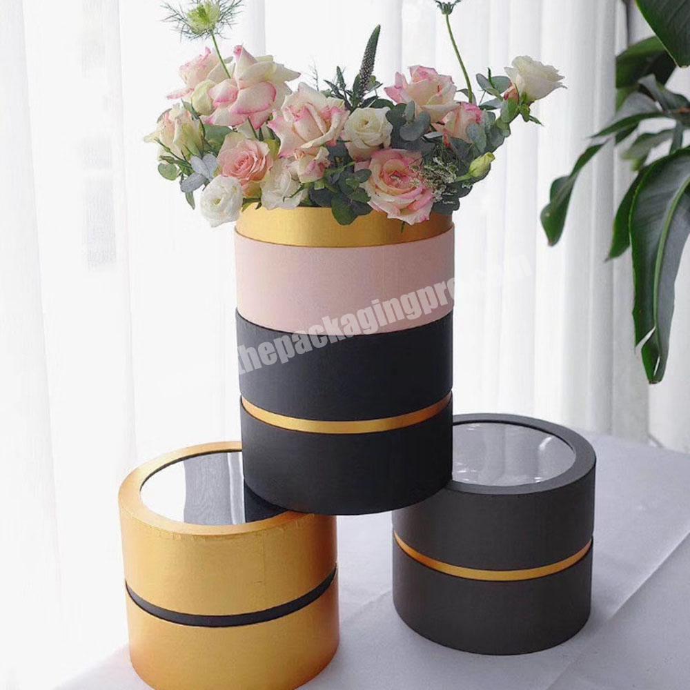 Clear custom black pink pvc flower hat box