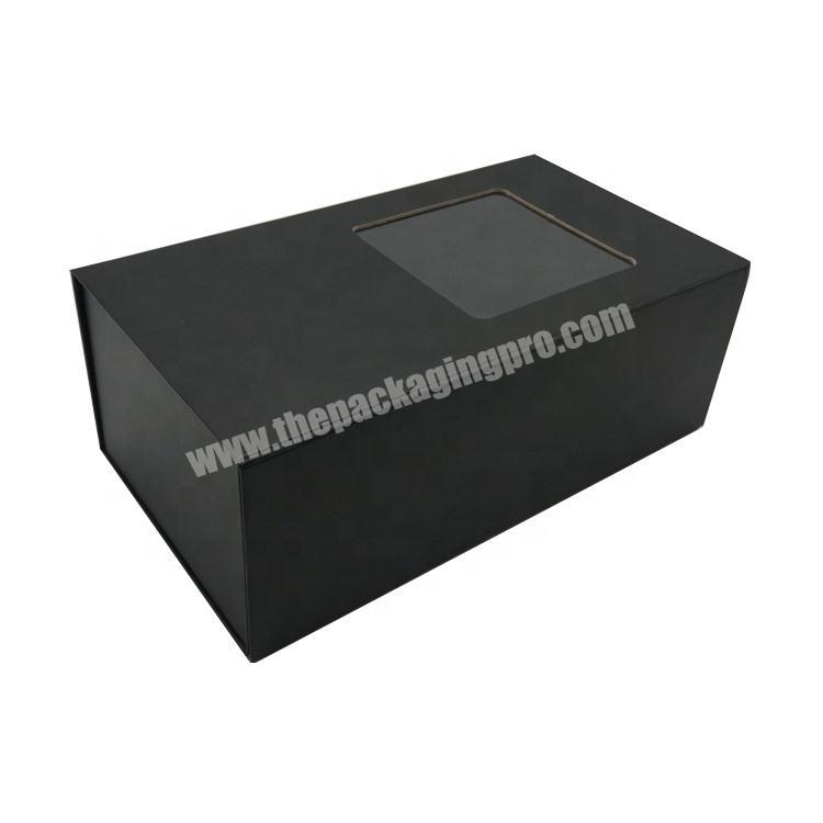 Clear Window Flip Top Black Magnetic Closure Gift Box
