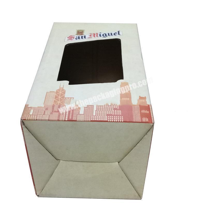 CMYK printing folding paper crush bottom lock coffee cup corrugated cardboard box with clear window