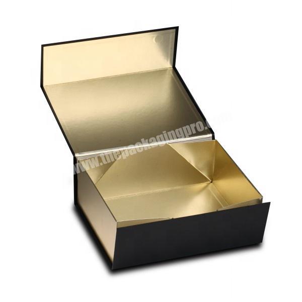 Collapsible packaging black rectangular magnetic folding paper gift box
