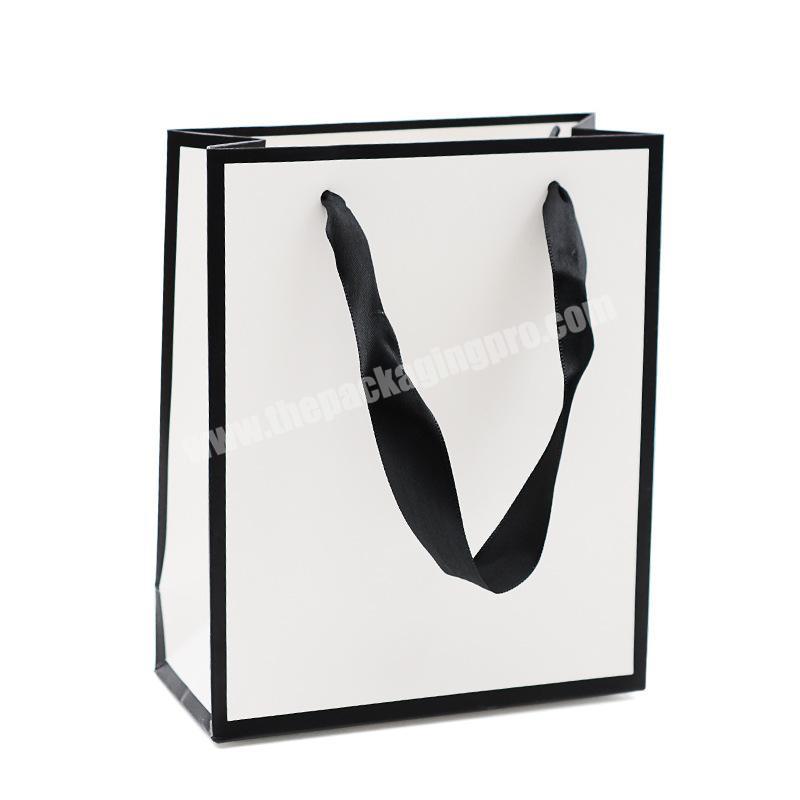 Color accept custom paper bag with logo print good quality wedding paper carry bags printing white paper bag wholesale