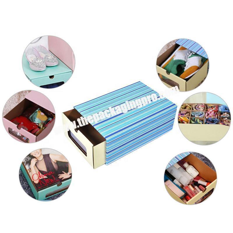 Color Desktop Storage Container-Thickened Corrugated Packing Drawer Type Transparent Shoe Box