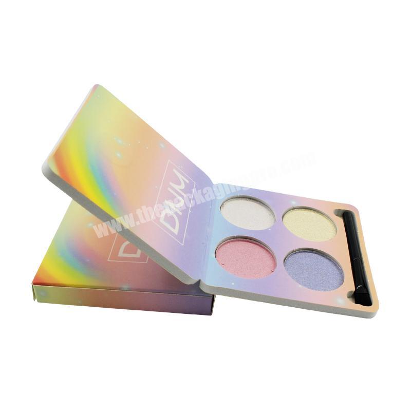 Colorful design custom printing rainbow square magnetic makeup set eyeshadow pallet packaging box