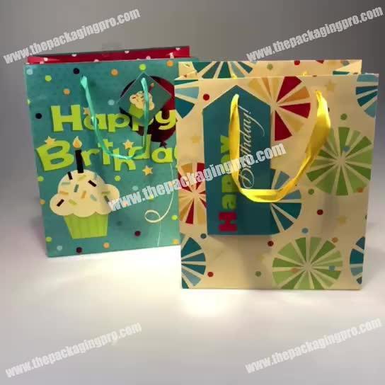 colorful high quality birthday gift packaging paper shopping  bag