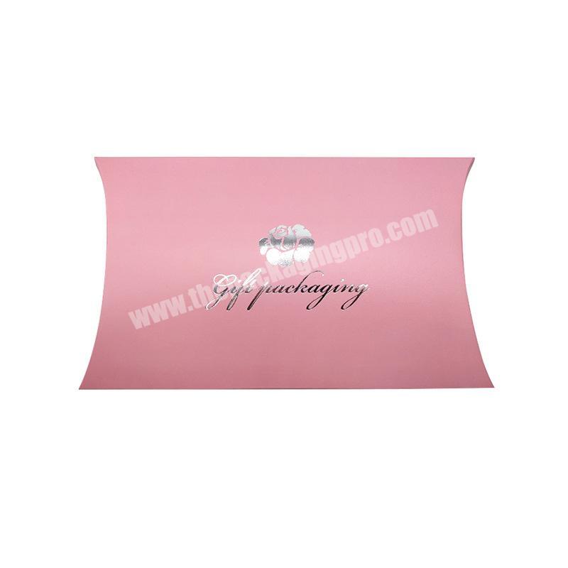 Colorful Pink Paper Pillow Gift Box  with sliver foiling logo