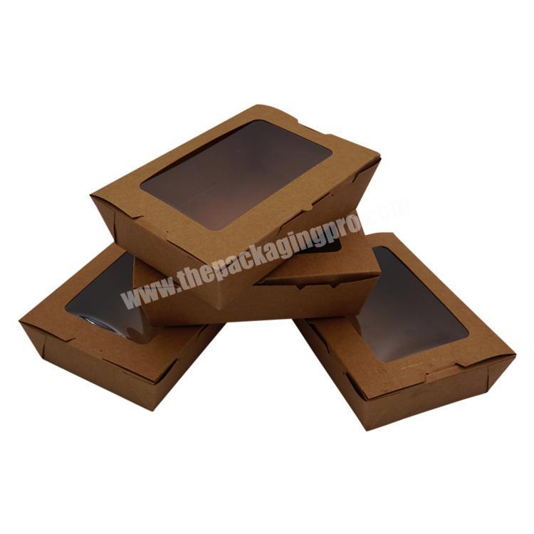 Comfortable Design Kraft  Fruit Salad Paper Packaging Box Kraft Paper Box With Clear Plastic PVC Window