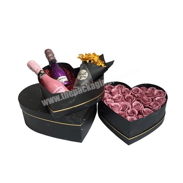 Cookies Lid And Base Cardboard Gift Box Grand Luxe Bouquet Box Medium Heart Shape Floral Box
