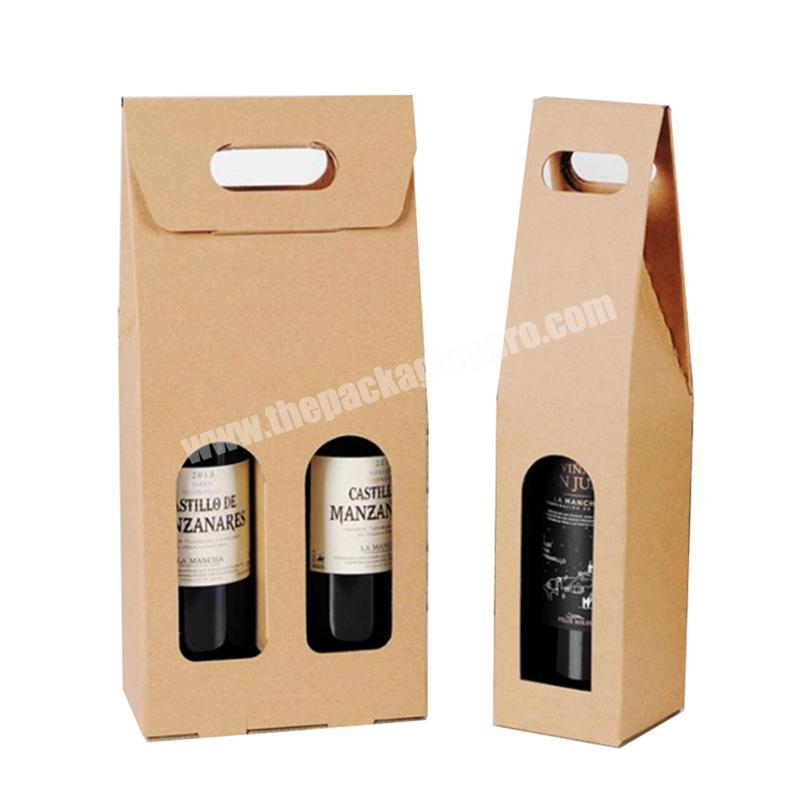 Corrugated Paper 1, 2, 3 Bottle Brown Cardboard Gift Box For Shipping Wine Glasses