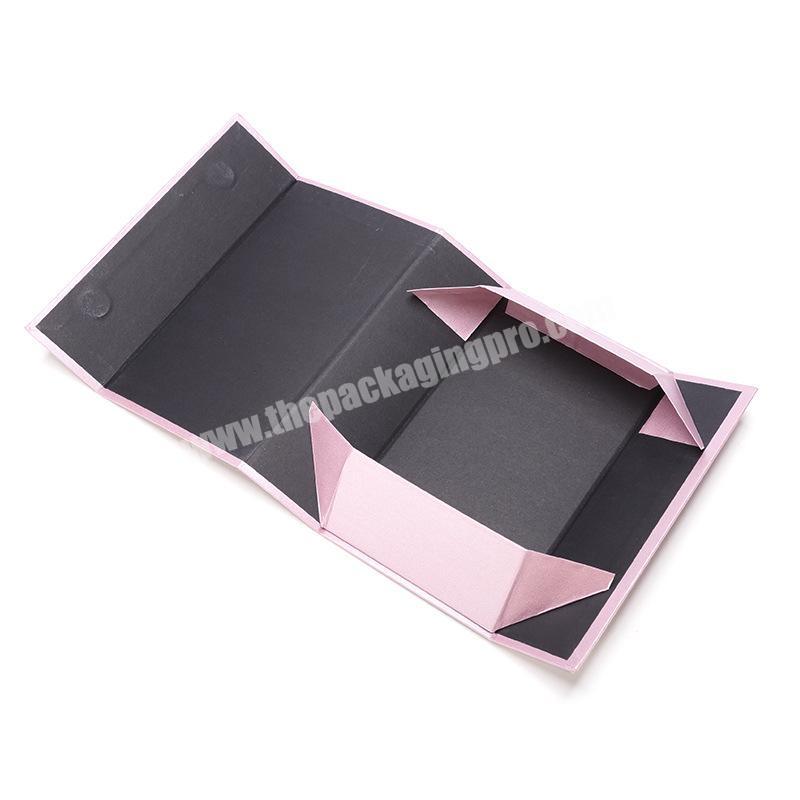 Cosmetic cardboard magnetic foldable gift paper packaging box with ribbon
