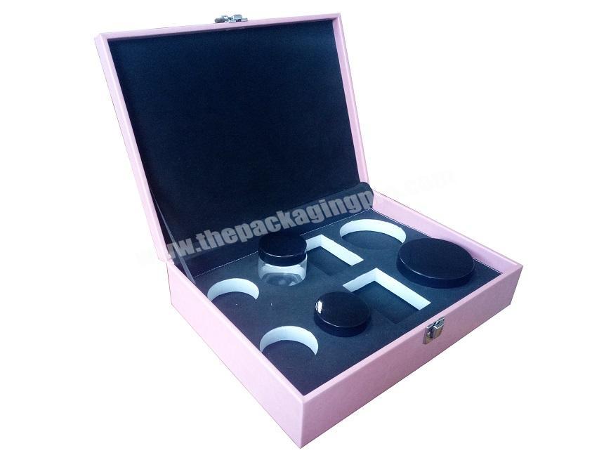 Cosmetic Leather Packaging Box with Flocking White EVA