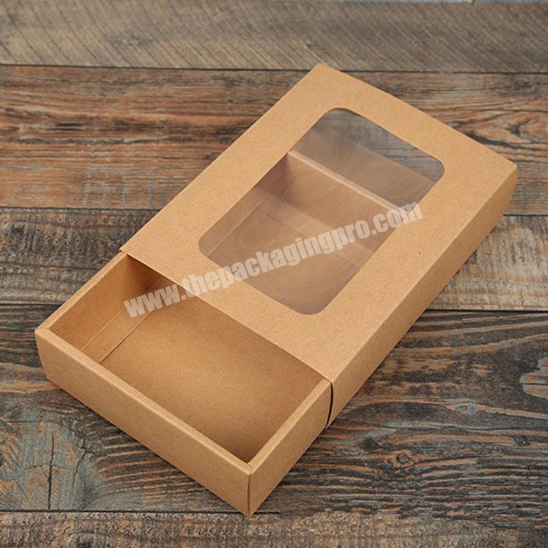 Craft Paper Sock Box With Clear Pvc Window New Design Socks Towel Scarves Kraft Paper Packaging Box