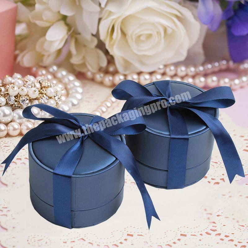 Creative cute paper printed small cardboard ring jewelry boxes with ribbon.