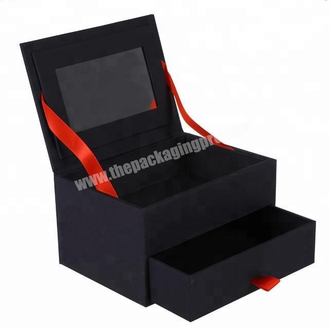 creative design double layers black jewelry packaging box