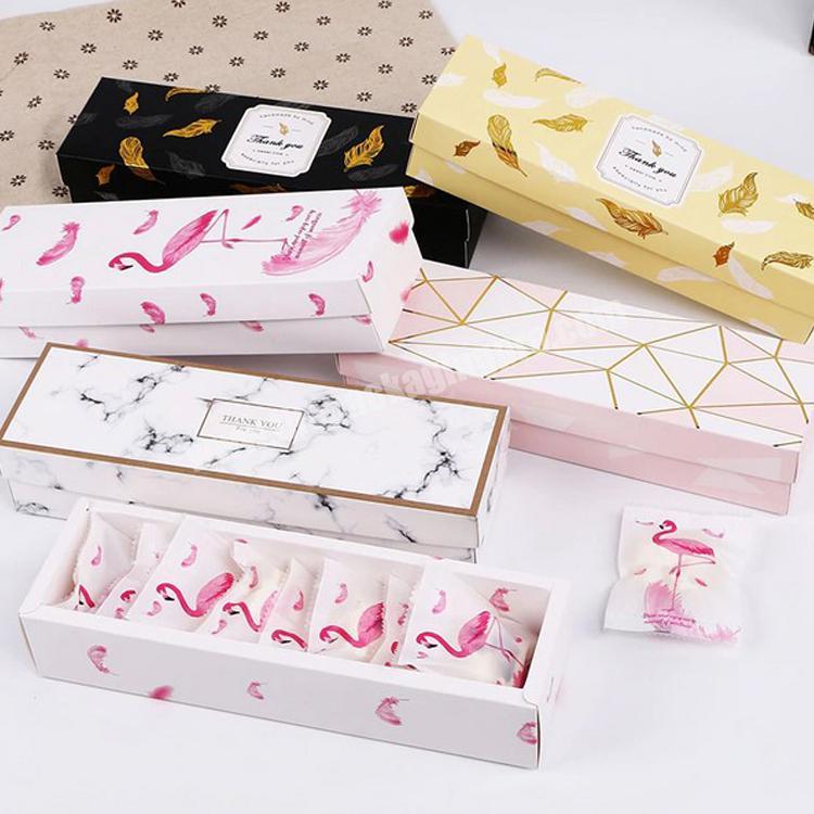 Creative Flamingo Gift Box Marble Paper Bag Nougat Cookies Tote Bags Wedding Chocolate Cake Packing Paper Boxes Party Supplies