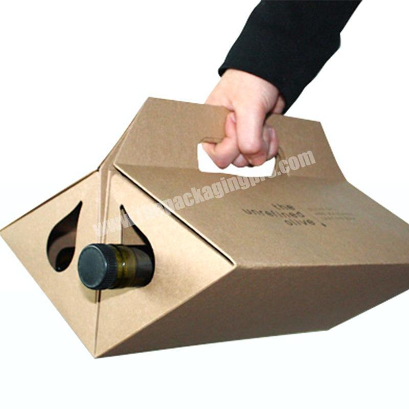 Creative folding wine packaging box with handle