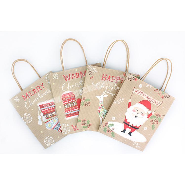 creative  kraft Santa paper bag christmas kids gift bag with handle
