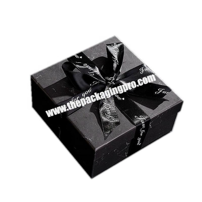 Creative marble retail Rigid Birthday gift exquisite Matte cardboard box flip lid Slid Small  simple Packaging