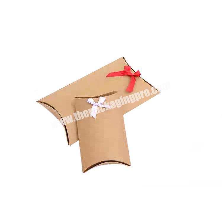 Creative Top Quality Eco-friendly Kraft Paper Pillow Box  In Bulk  Custom CandyGift Package Box