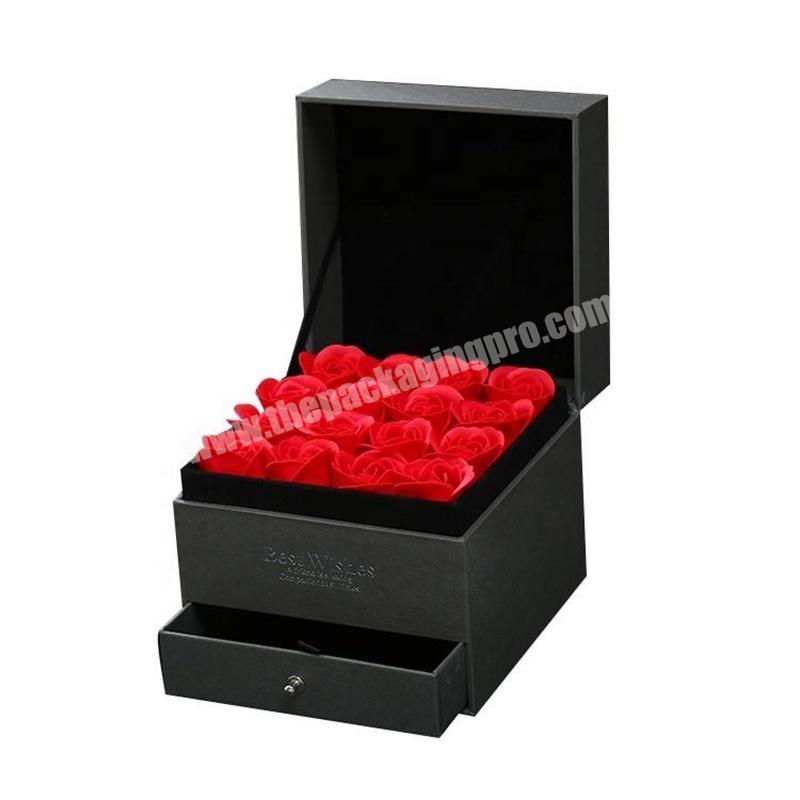 Creative Valentine Festival Gift Soap Rose Flower Novel Soap Flower Boxes Lipstick Set Packing With Drawer Box