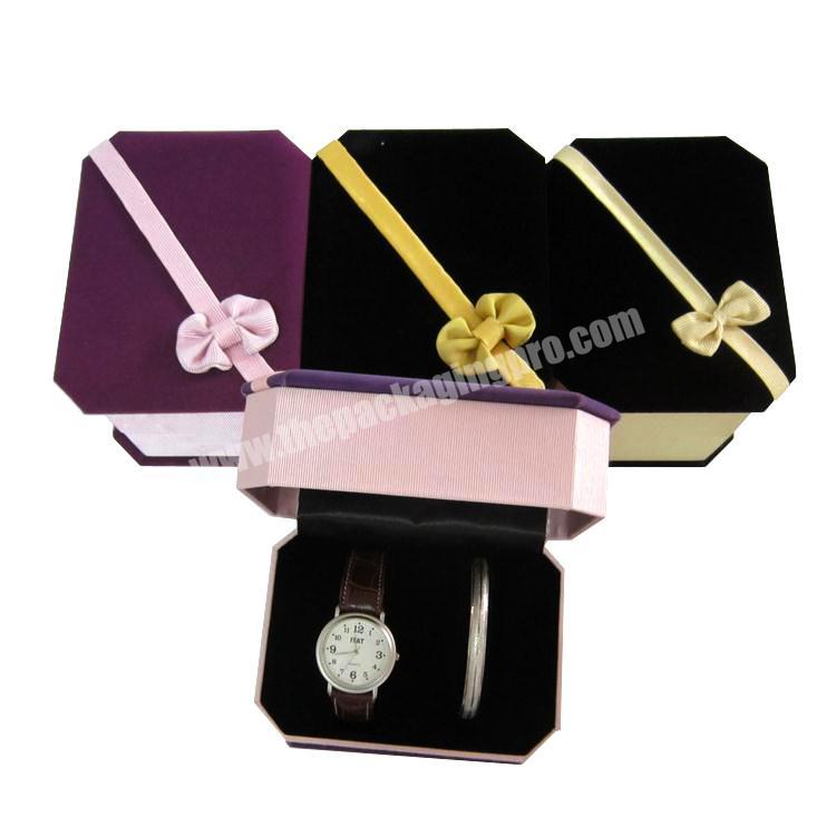 Creative Velvet Empty Smart Watch Box With Ribbon Bow For Women.