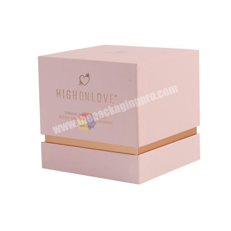 custom 2 piece lid and base rigid luxury gift box for candles