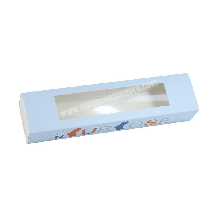 Custom 350gsm CMYK art paper packaging sock box with PVC window