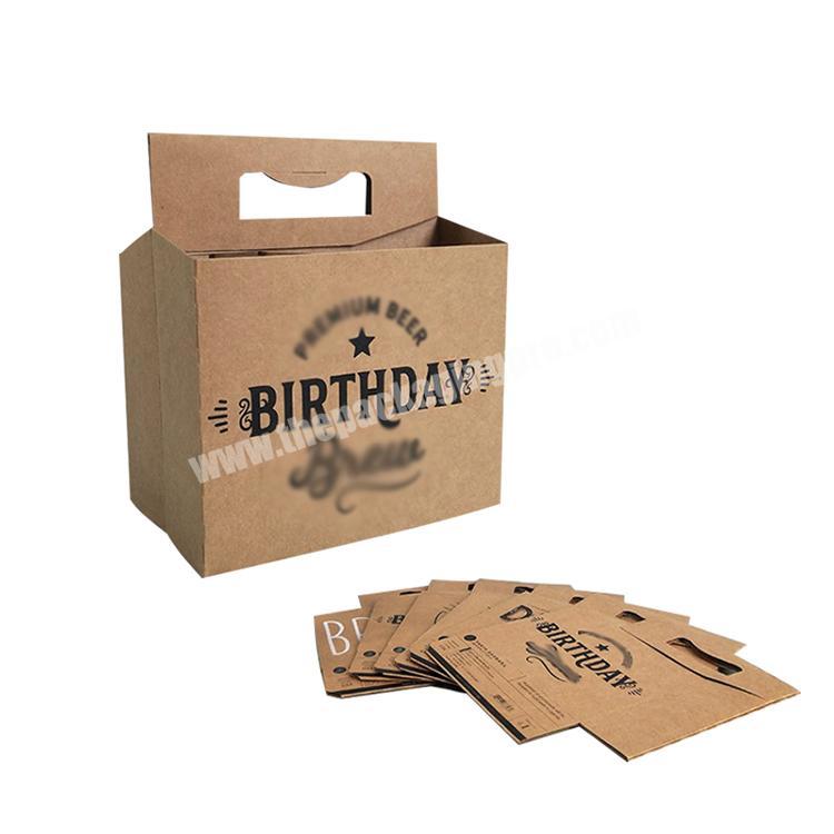 Custom 6 Pack Beer Boxes Carrier Wine Bottle Box With Handle