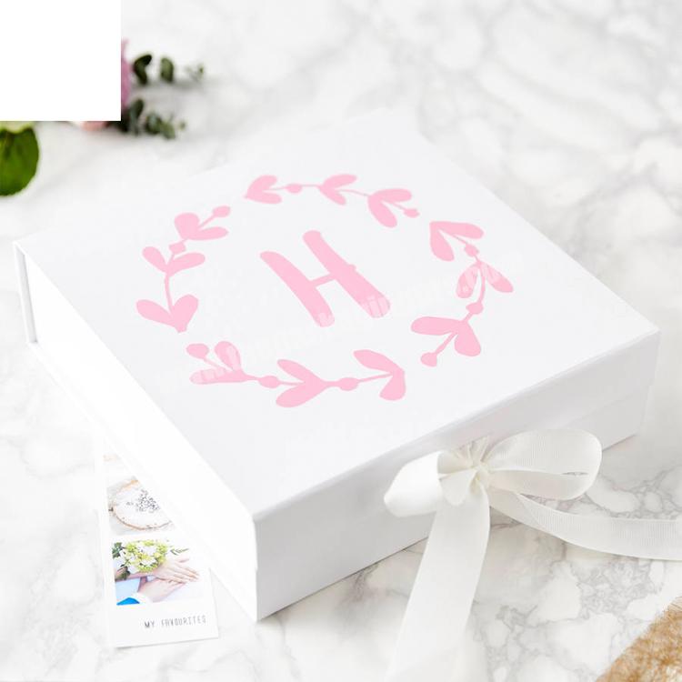 Custom A4 White Rigid Gift Boxes With Magnetic Lid And Ribbon