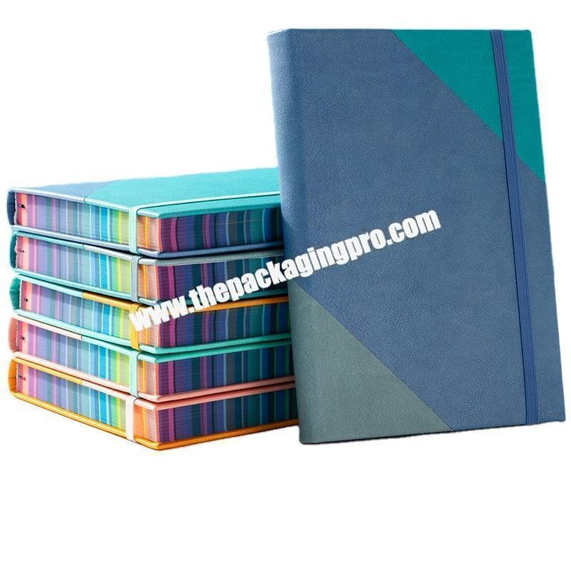 Custom A5 Printed Colorful Cover Leather Journal Notebook With Elastic Band And Bookmark Edges Colored Printing Agenda  Planner