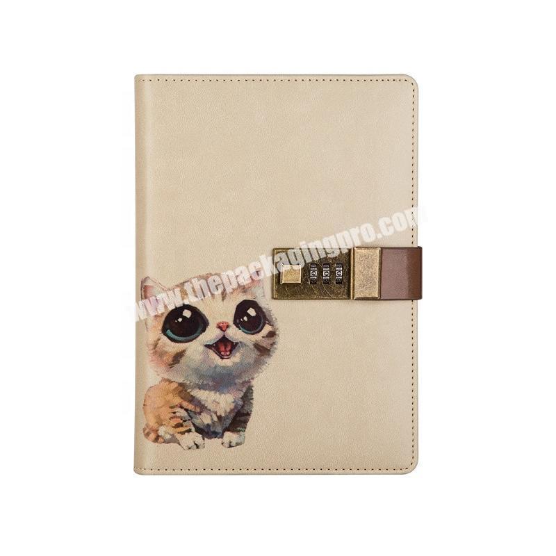 Custom A5 PU Leather Cover Lined Journal Notebook Hardmade Stationary 365 Diary Animal Notebooks 2021 Travel Diary With Lock