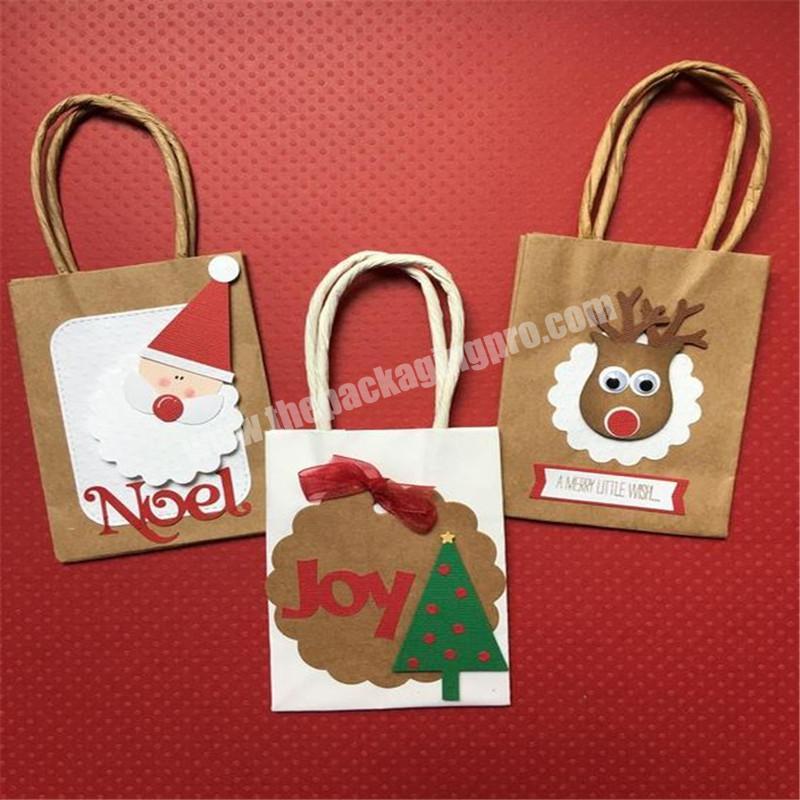 Custom Affordable Printable pattern  Foldable wholesale christmas portable gift paper bags