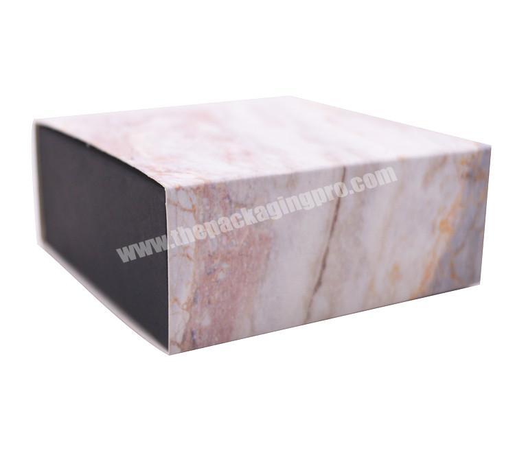 Custom bamboo soap packaging sliding drawer box marble color paper collapsible gift boxes for perfume