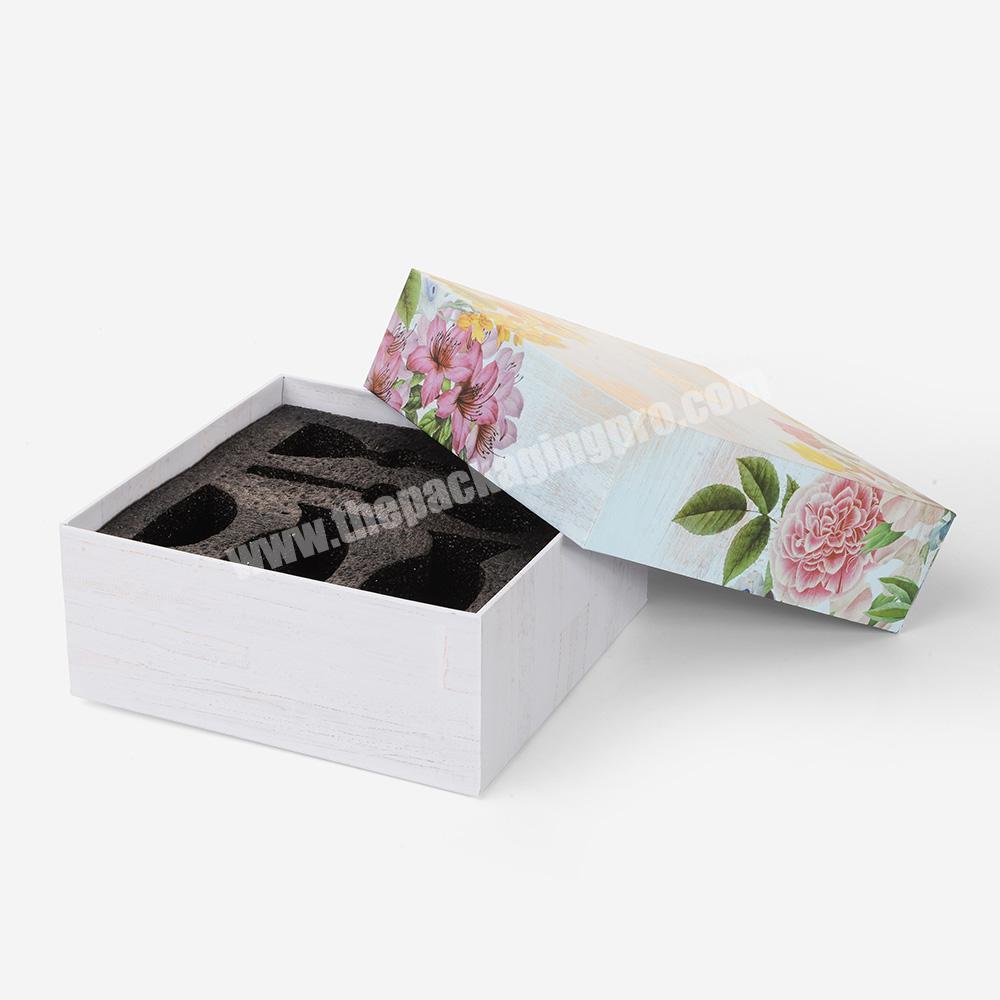Custom Beauty Cup Set Foam Inside Packing Paper Cardboard Gift Box with Lid