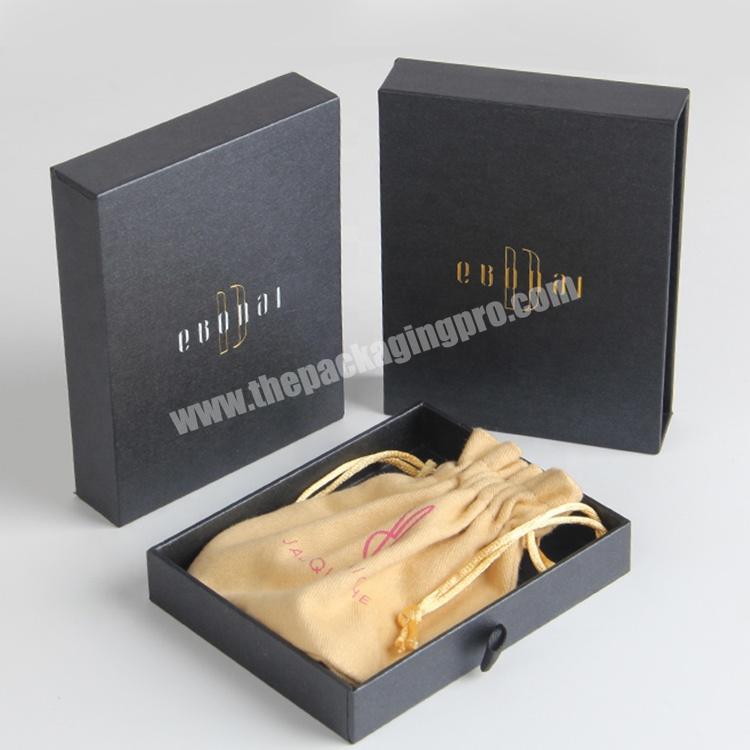 custom black bangle bracelet jewelry box with cotton pouches