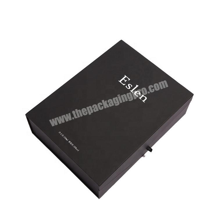 Custom black book shaped rectangle magnetic gift box