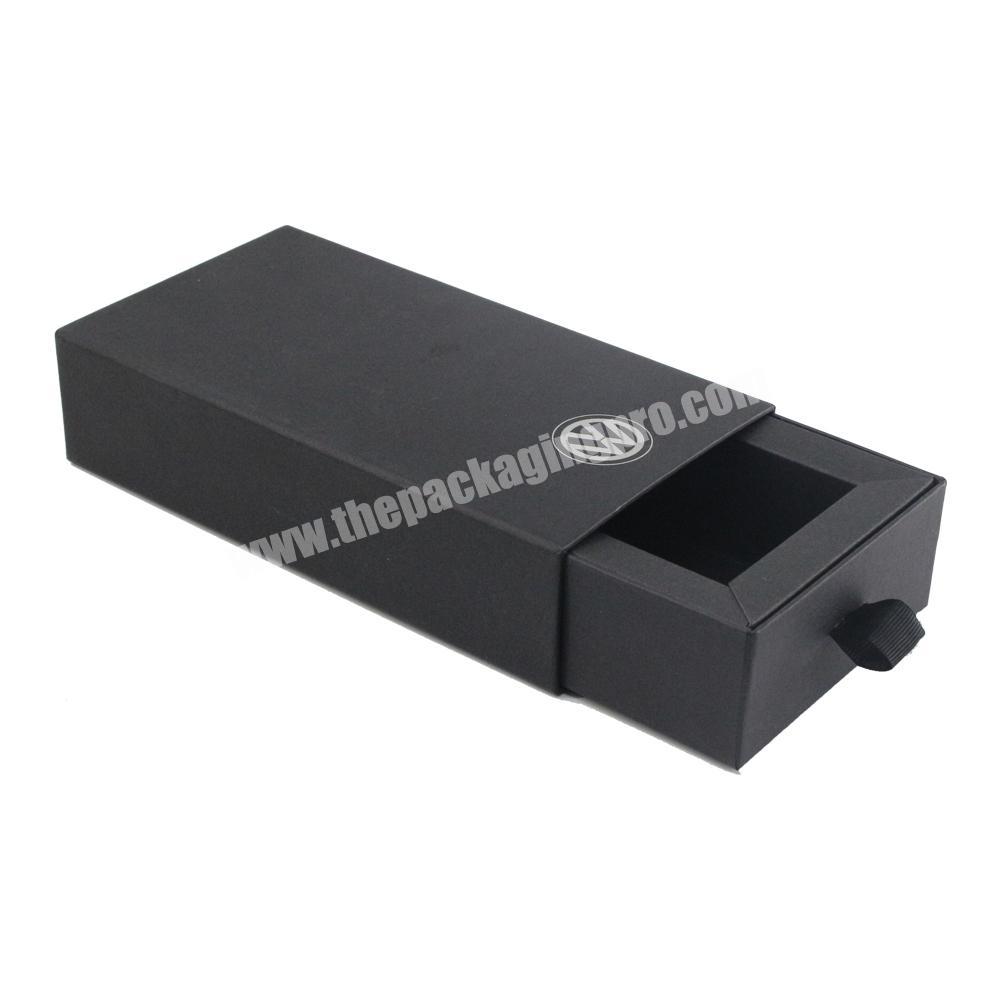 Custom black card take out silver hot stamping logo packaging drawer paper box