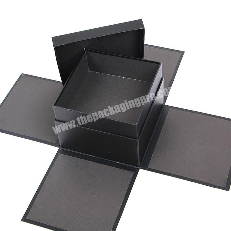 Custom Black Cardboard Flower Folding Packaging Gift Box With Lid