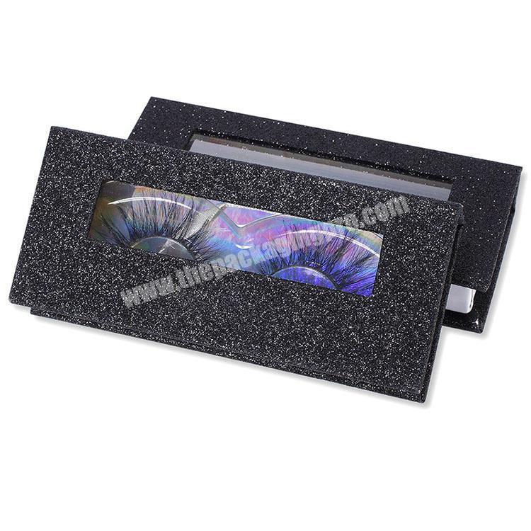 Custom black cardboard foldable paper card eyelash box lash boxes packaging with tray