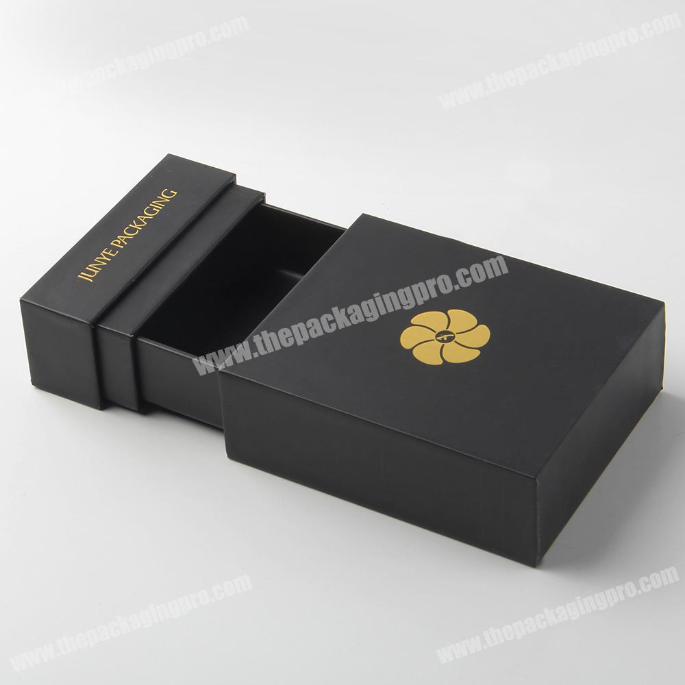 custom black cardboard gift box with logo gold stamping paper gift box packaging