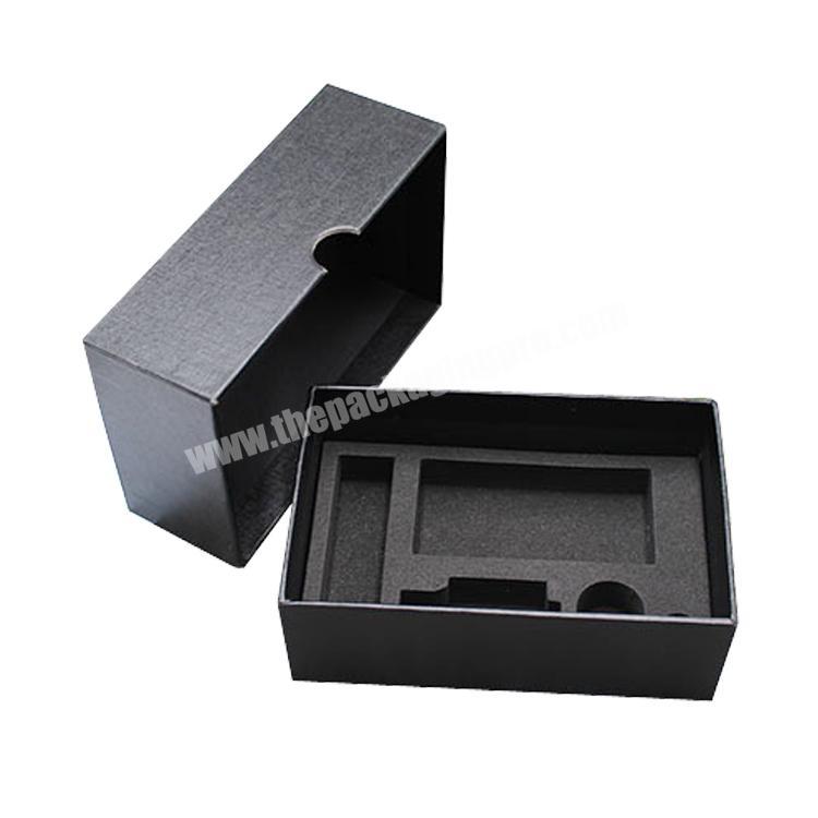 Custom Black Foam insert Custom notch cutting Box With Lid Square Gift Rigid Paper Box