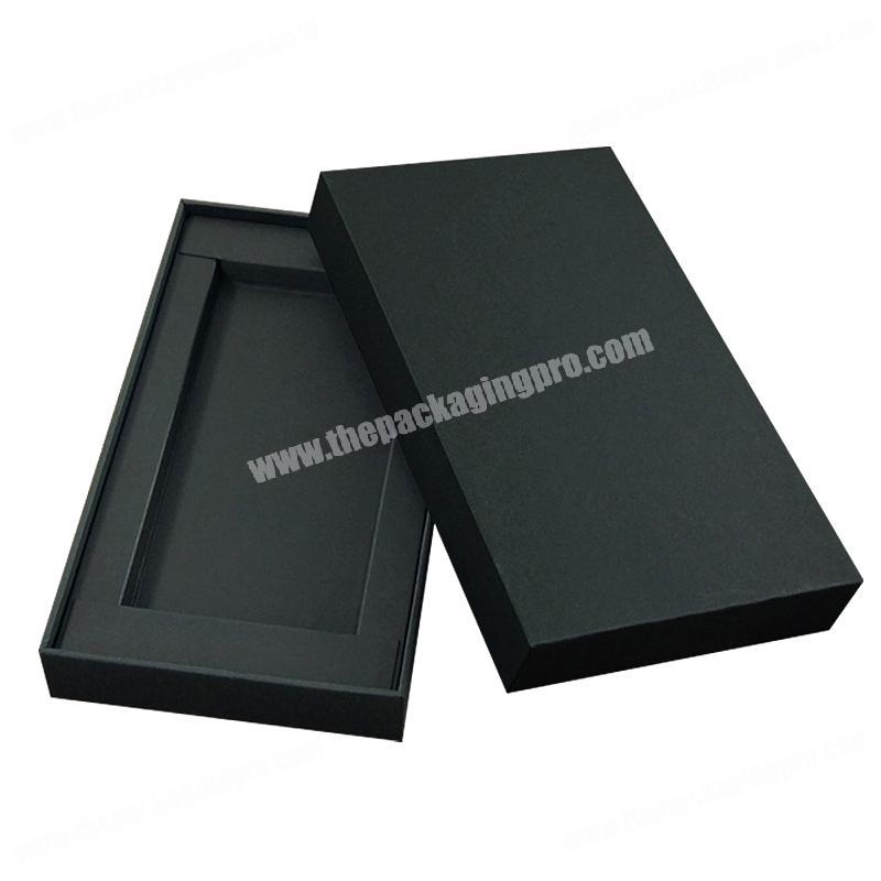Custom Black Gold Foil Stamping Cardboard Paper Die Cut Foam Insert Phone Case Box Packaging