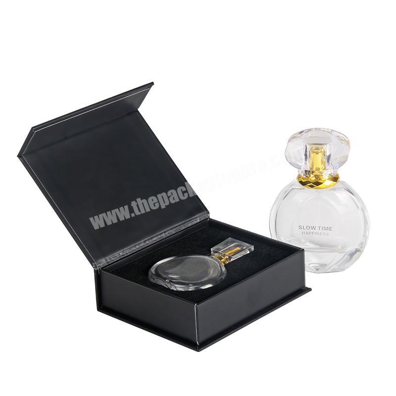 Custom black high-end magnetic closure packaging cosmetic perfume box