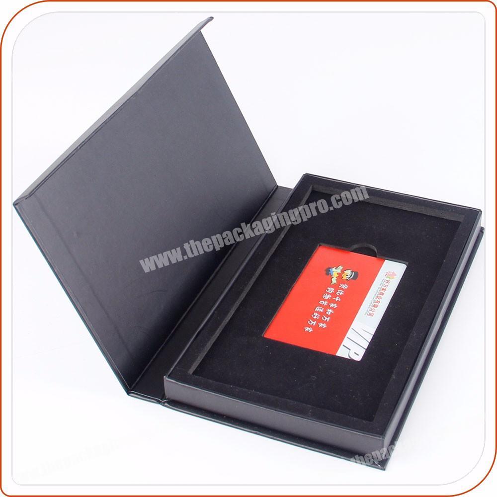 Custom black paper card packaging box with magnet