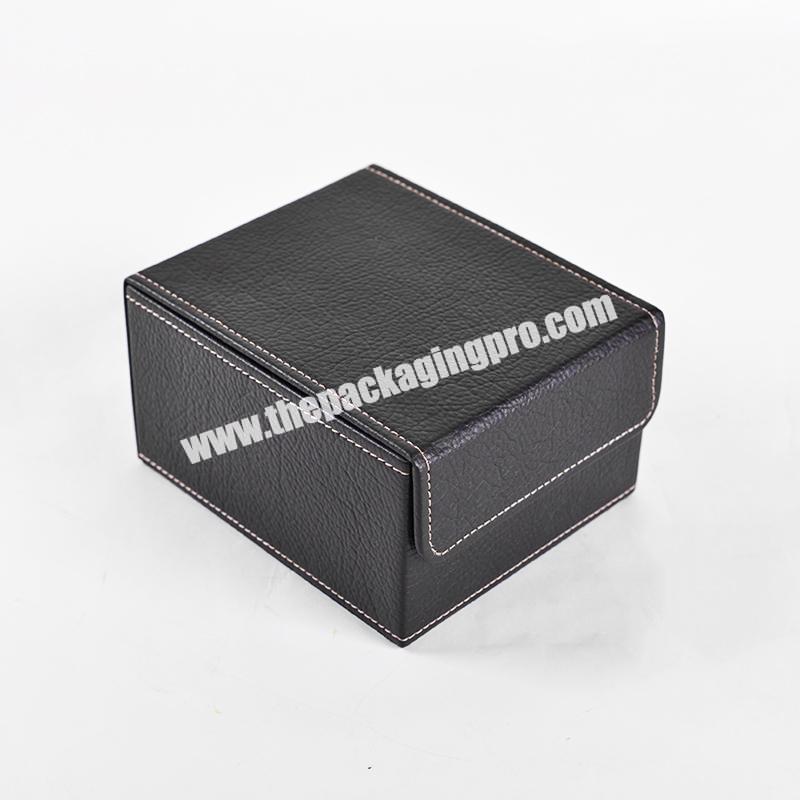 Custom black PU leather flip cardboard packaging box for photos