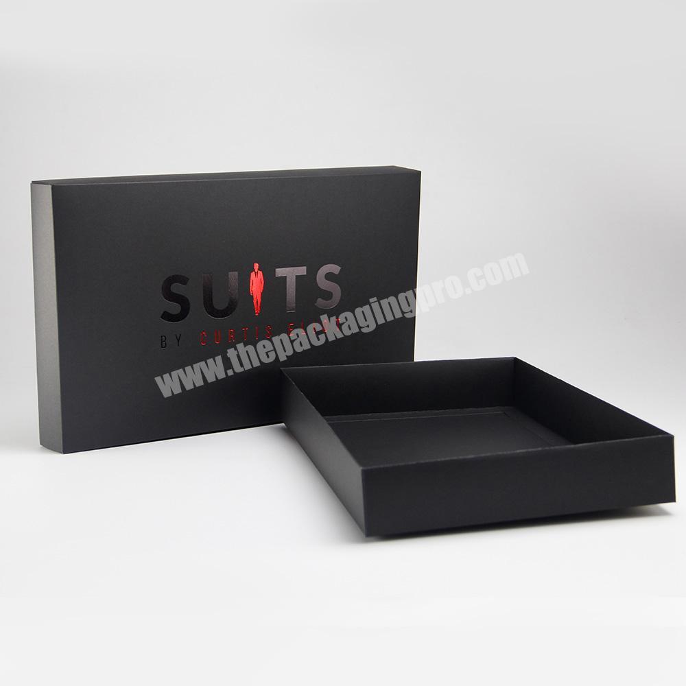 custom black t-shirt packaging box hot foil logo
