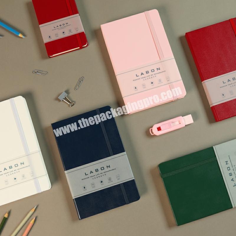 Custom Blank Leather Paper Cover Dotted Ruled Journal Student Notebook With Sleeve Wrapping Logo Embossing Agenda Diary Printing