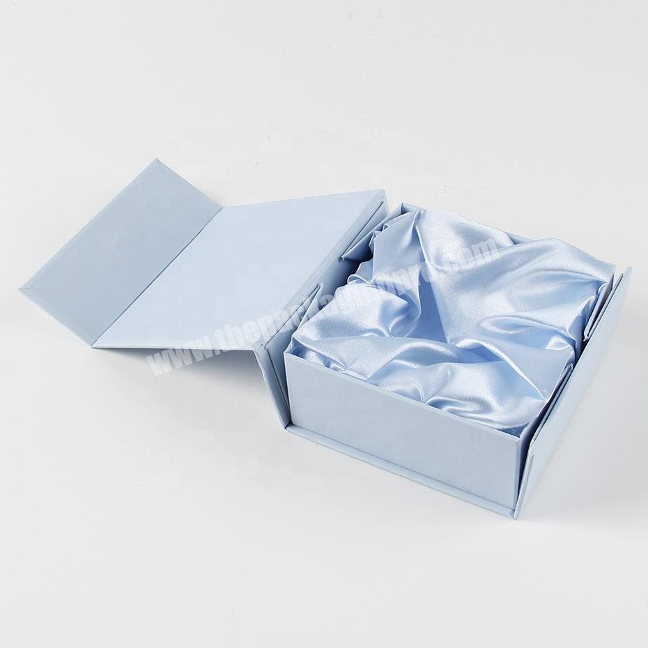custom blue clothing fold gift boxes magnetic closure logo printed