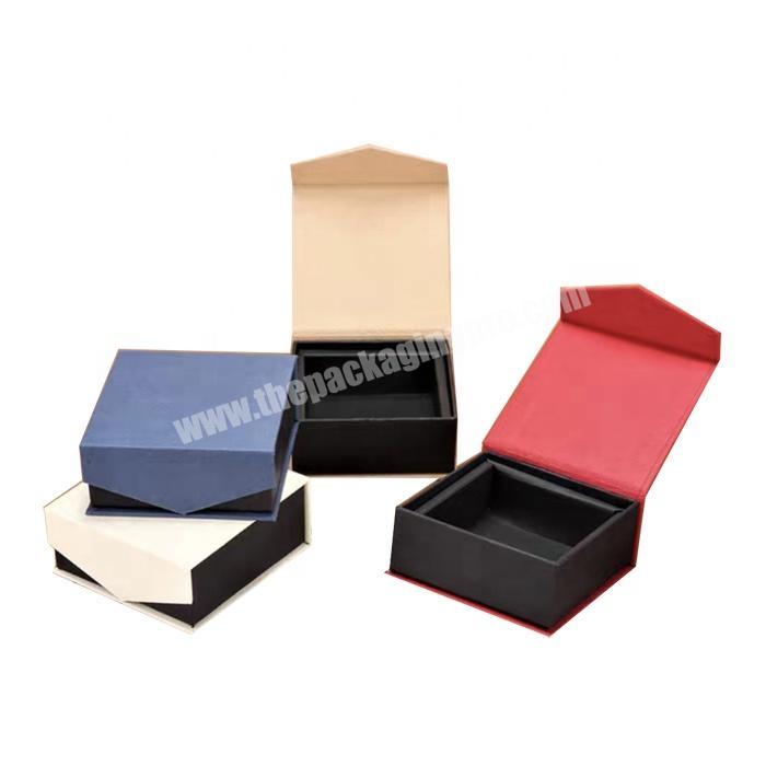 Custom blue color magnetic closure open paper packaging gift box